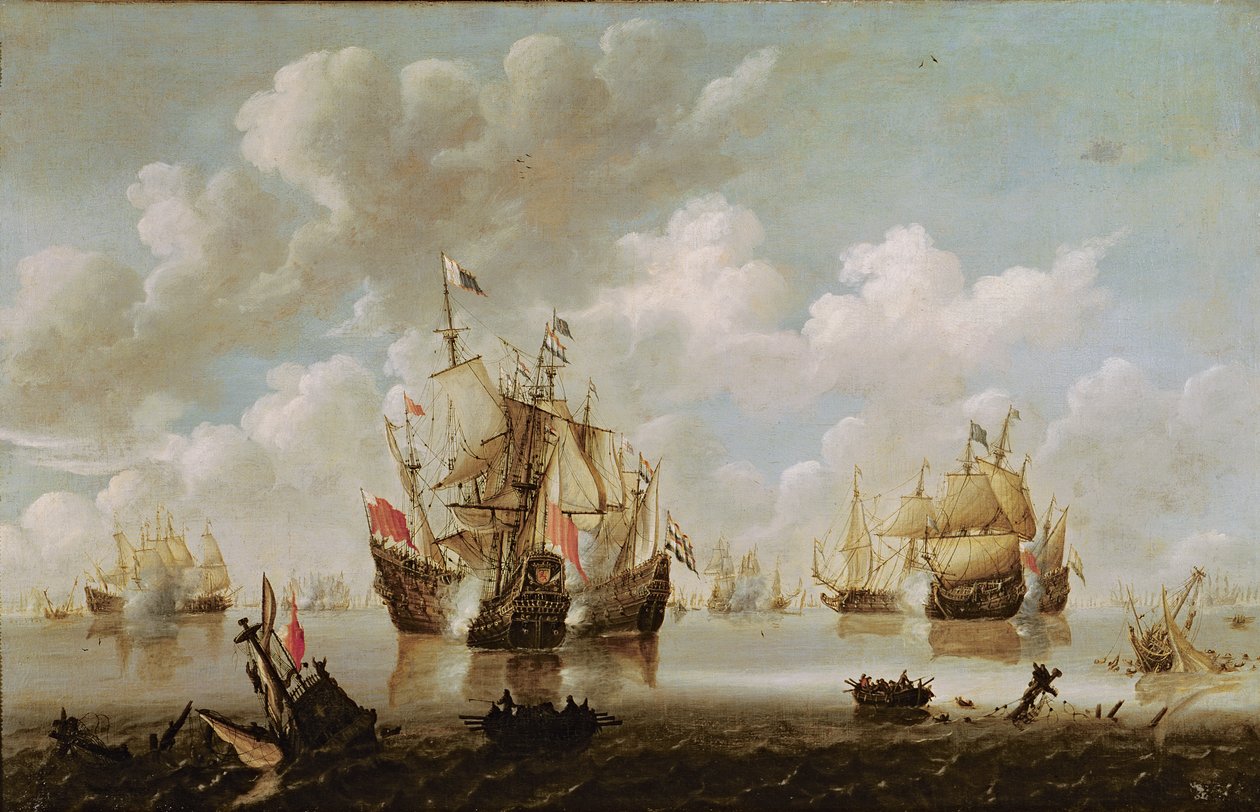 Merivoimien taistelu tekijältä Willem van de Velde the Younger