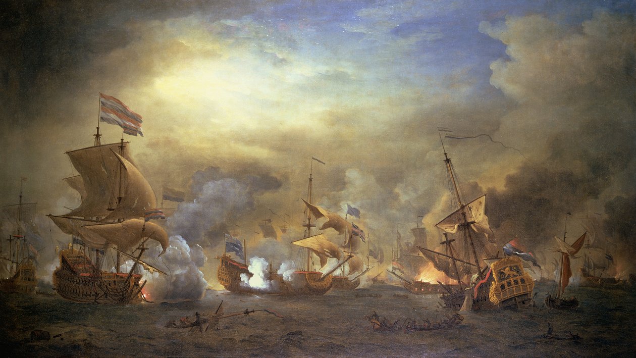 Texelin taistelu, Kijkduin, 1673 tekijältä Willem van de Velde the Younger