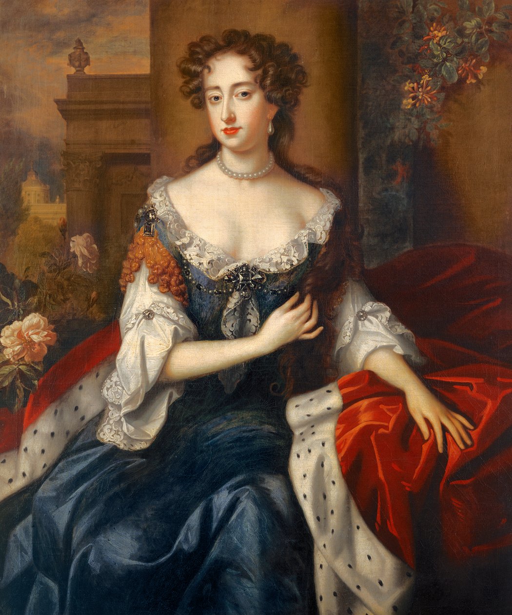 Queen Mary II n. 1685 (öljy kankaalle) tekijältä Willem (studio of) Wissing
