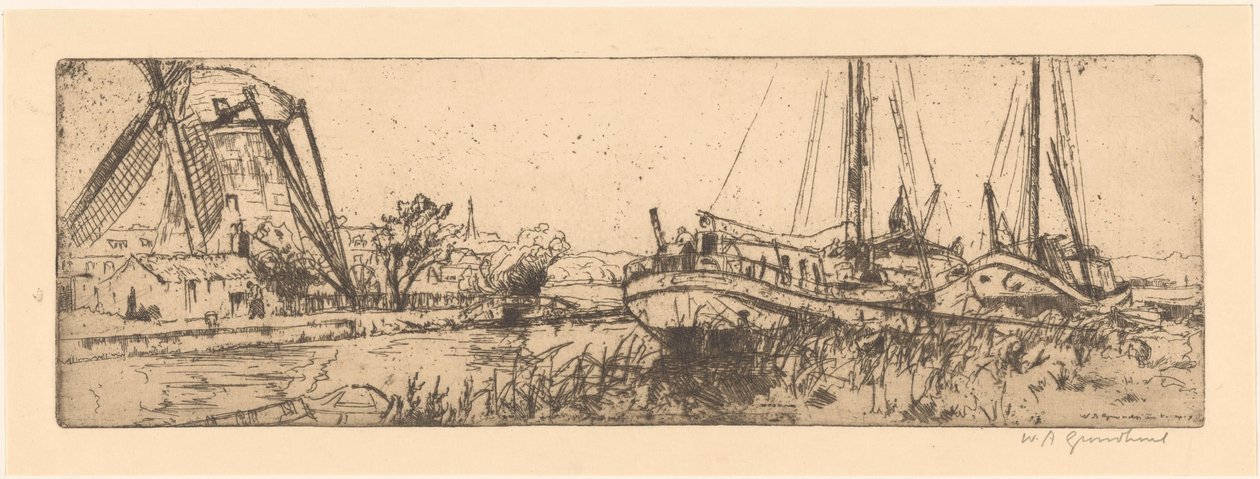 De Vliet (alkuperäinen nimi) tekijältä Willem Adrianus Grondhout (signed by artist)
