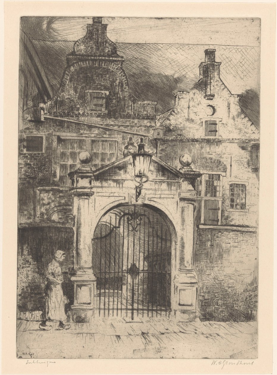 Enkhuizen (alkuperäinen nimi esineessä) tekijältä Willem Adrianus Grondhout (signed by artist)