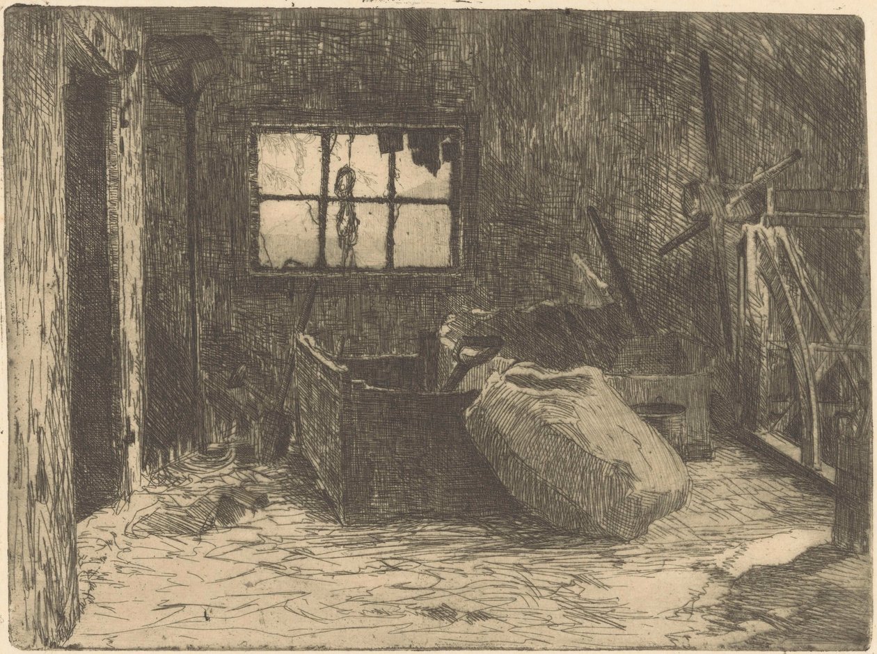 Navetan sisätilat tekijältä Willem Adrianus Grondhout (signed by artist)