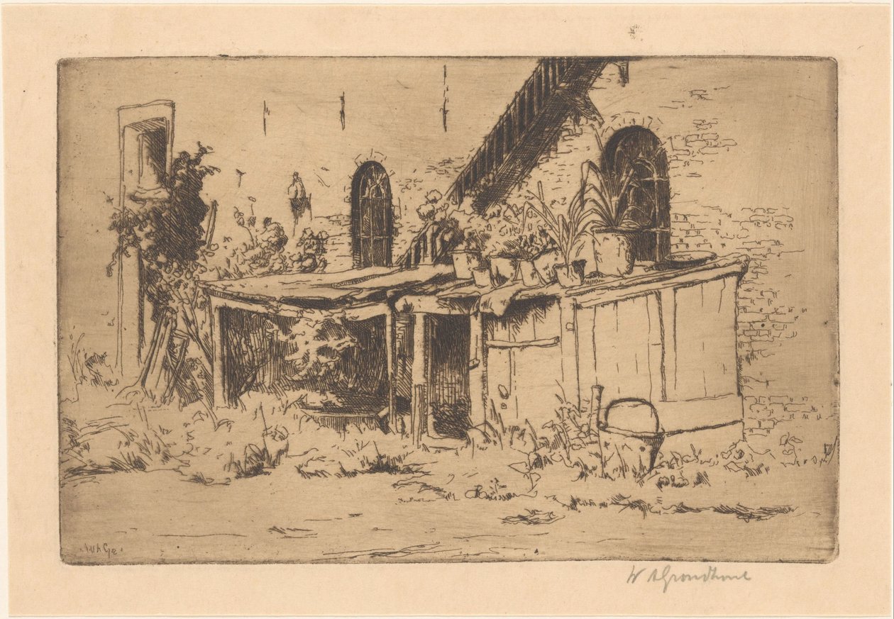 Kananhoito puutarhassa Voorburgissa tekijältä Willem Adrianus Grondhout (signed by artist)