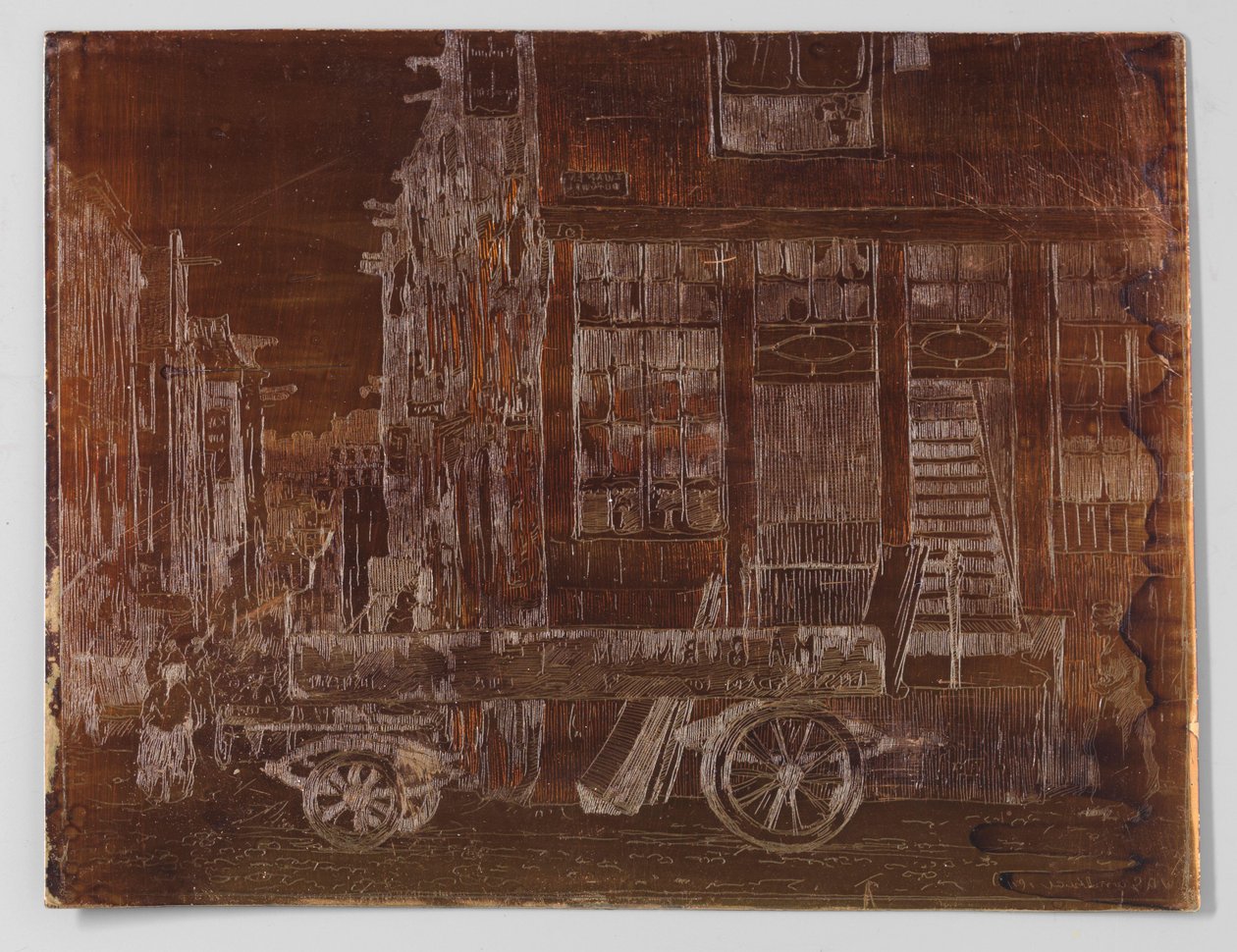 Amsterdamin vanha kaupunki autolla etualalla tekijältä Willem Adrianus Grondhout (signed by artist)
