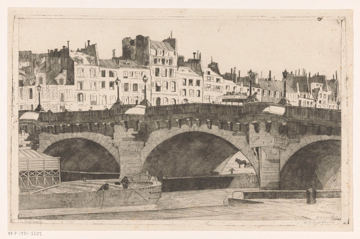 Pont Neuf (alkuperäinen nimi esineessä) tekijältä Willem Adrianus Grondhout (signed by artist)