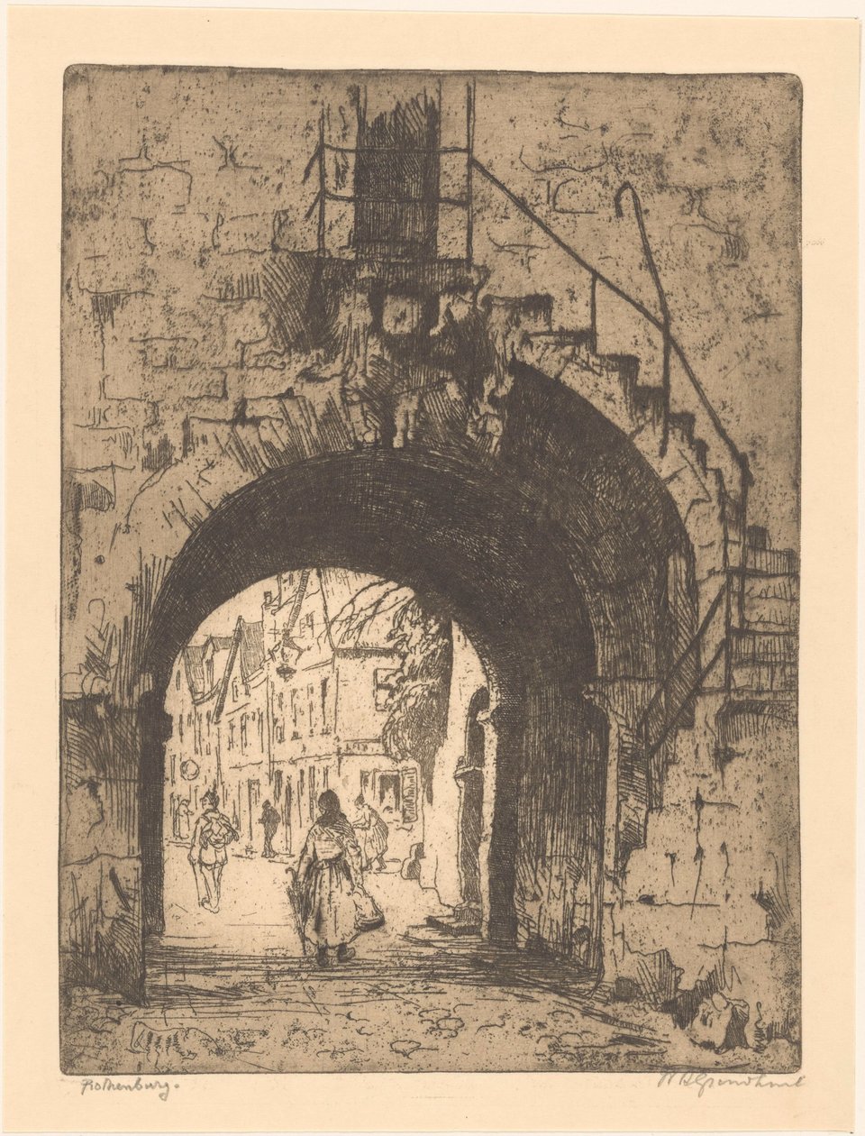 Rothenburg (alkuperäinen nimi esineessä) tekijältä Willem Adrianus Grondhout (signed by artist)