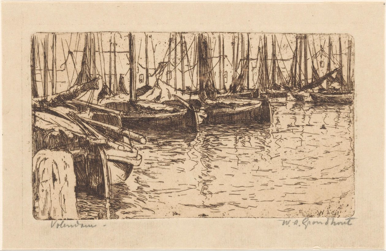 Volendam (alkuperäinen nimi esineessä) tekijältä Willem Adrianus Grondhout (signed by artist)