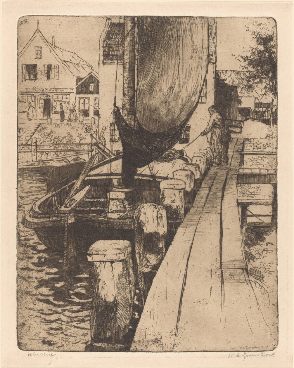 Volendam (alkuperäinen nimi esineessä) tekijältä Willem Adrianus Grondhout (signed by artist)