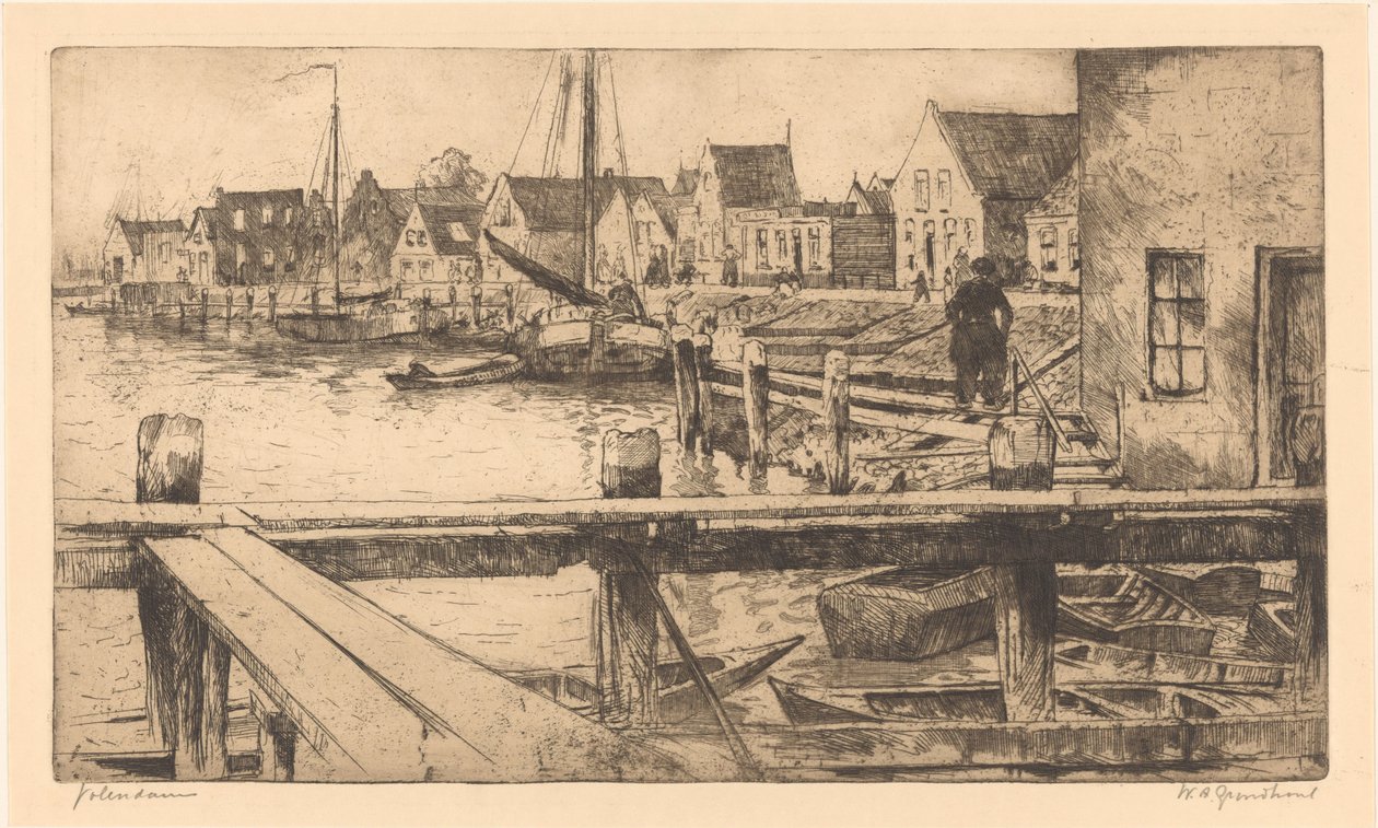 Volendam (alkuperäinen nimi esineessä) tekijältä Willem Adrianus Grondhout (signed by artist)