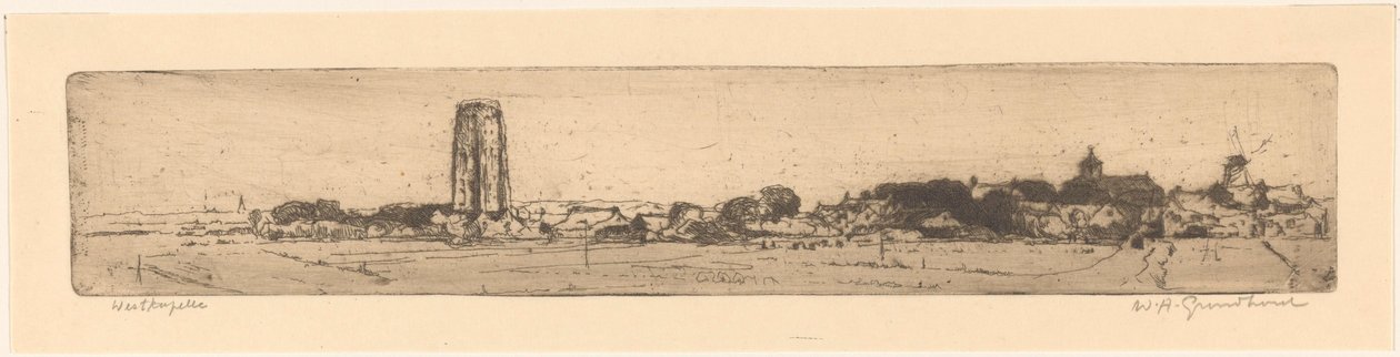 Westkapelle (alkuperäinen nimi esineessä) tekijältä Willem Adrianus Grondhout (signed by artist)