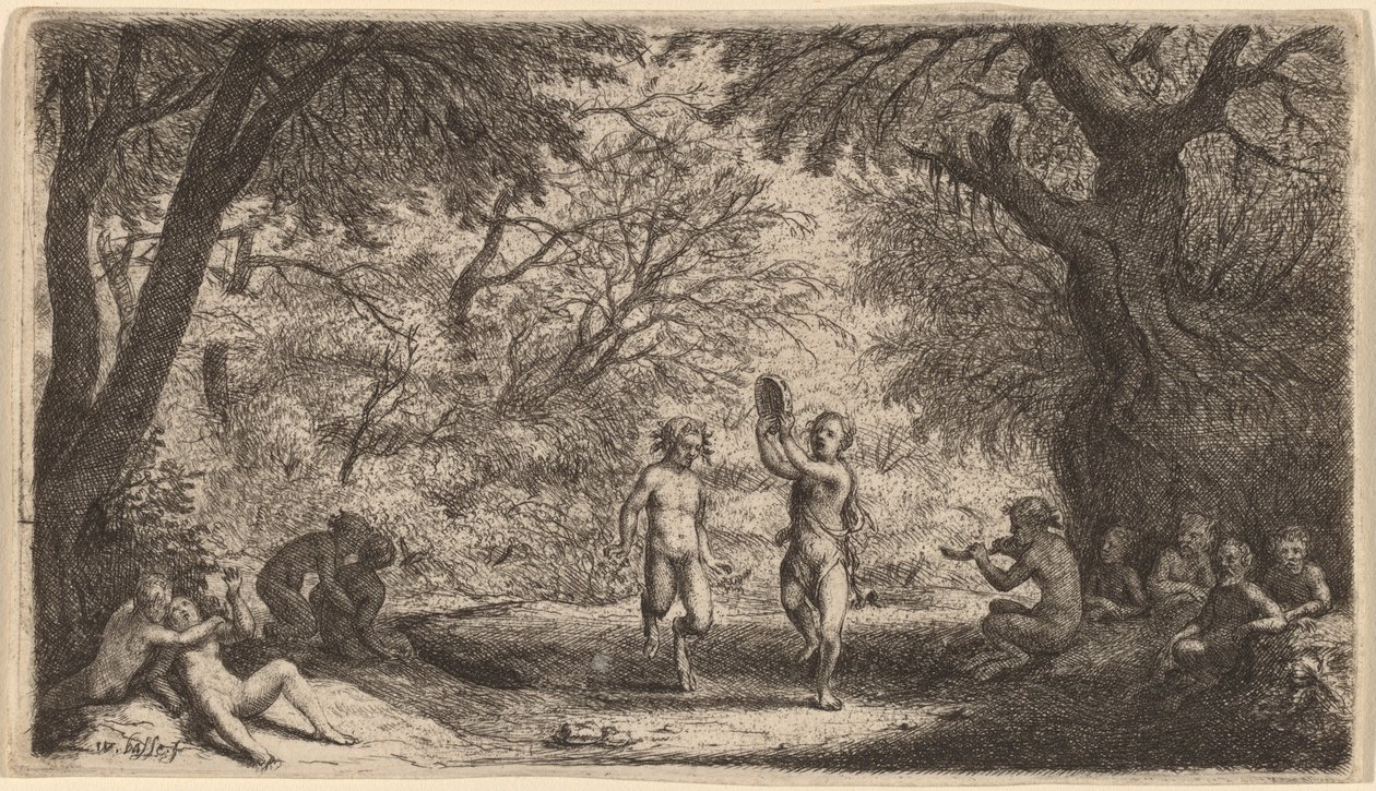Bacchanal tanssivan parin kanssa keskellä. tekijältä Willem Basse