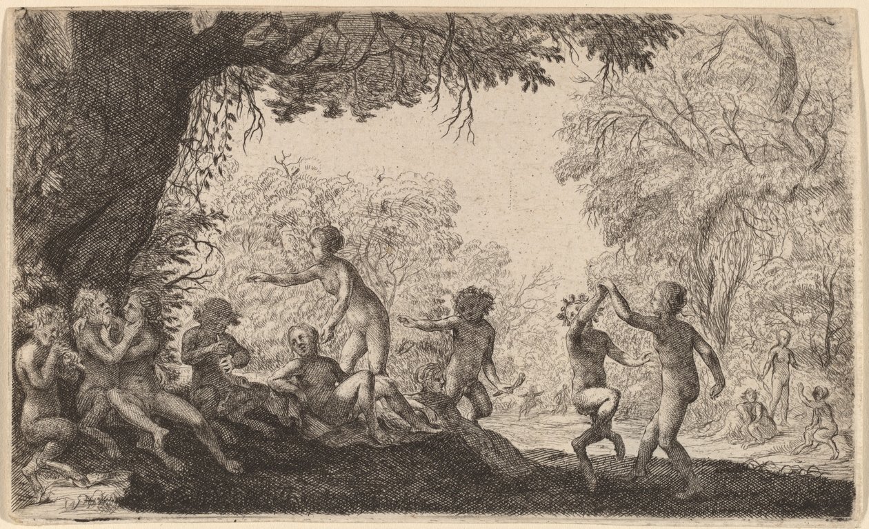 Bacchanal tanssiva pari oikealla. tekijältä Willem Basse