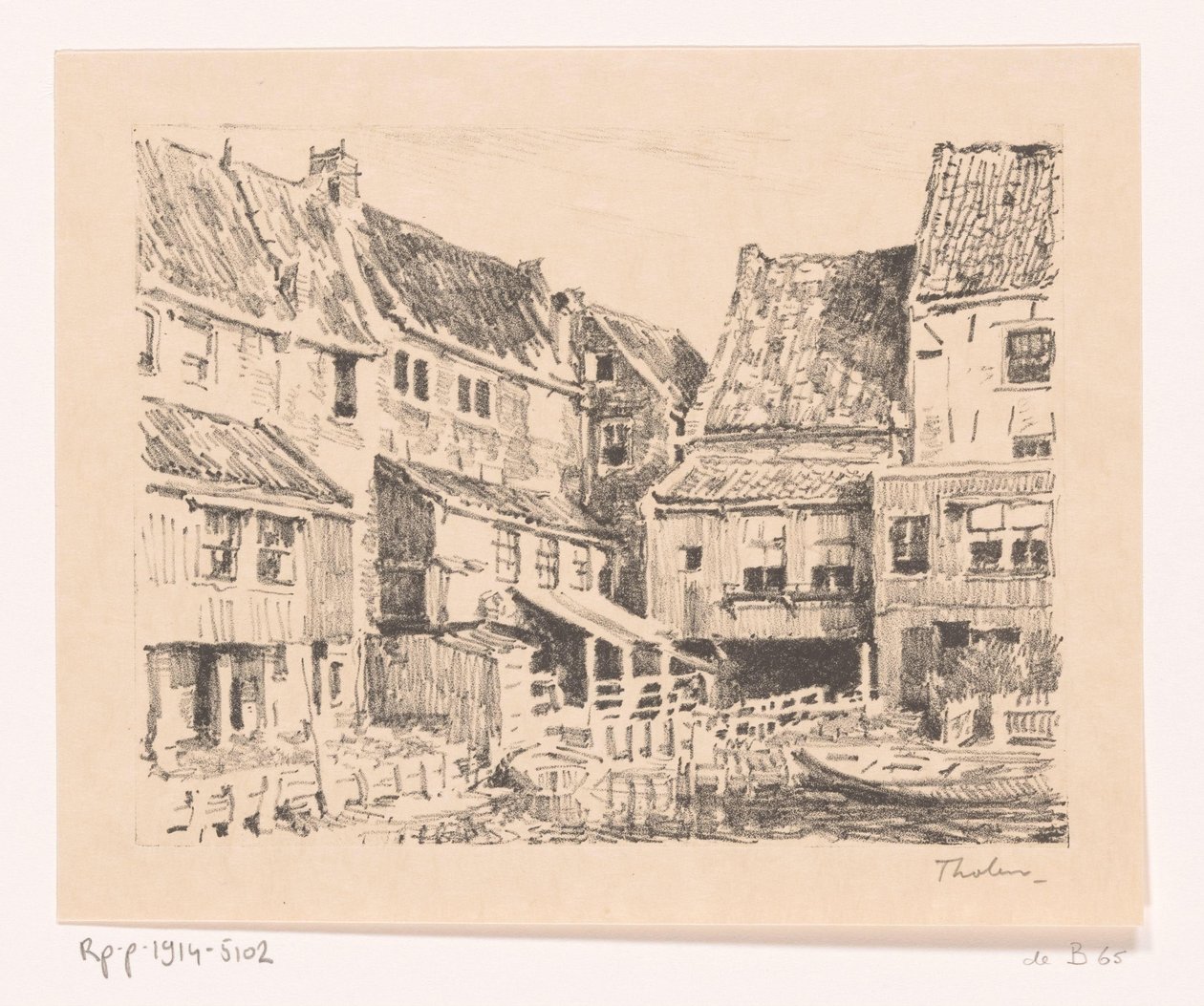 Vanhojen talojen takaosa Enkhuizenissa Vanhat talot, Enkhuizen (alkuperäinen nimi) tekijältä Willem Bastiaan Tholen (signed by artist)