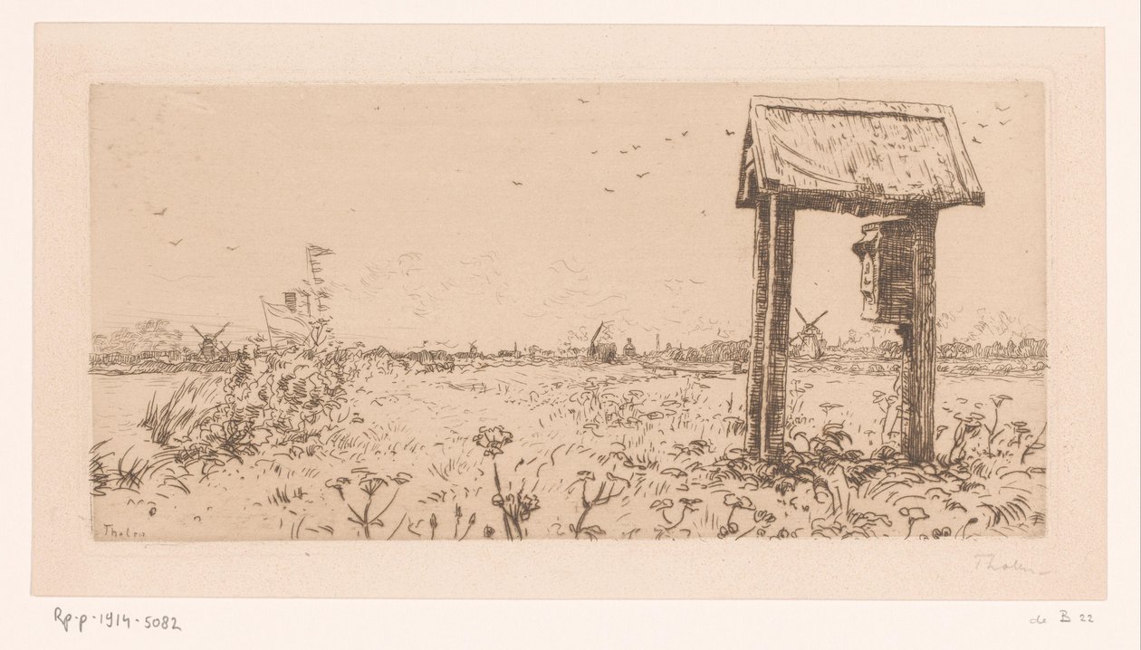 Niityt Kaagilla, postilaatikolla Postilaatikko, Kaag (alkuperäinen nimi) tekijältä Willem Bastiaan Tholen (signed by artist)