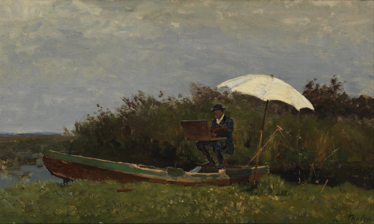 Taidemaalari Gabriel työskentelee veneessä, 1882 tekijältä Willem Bastiaan Tholen