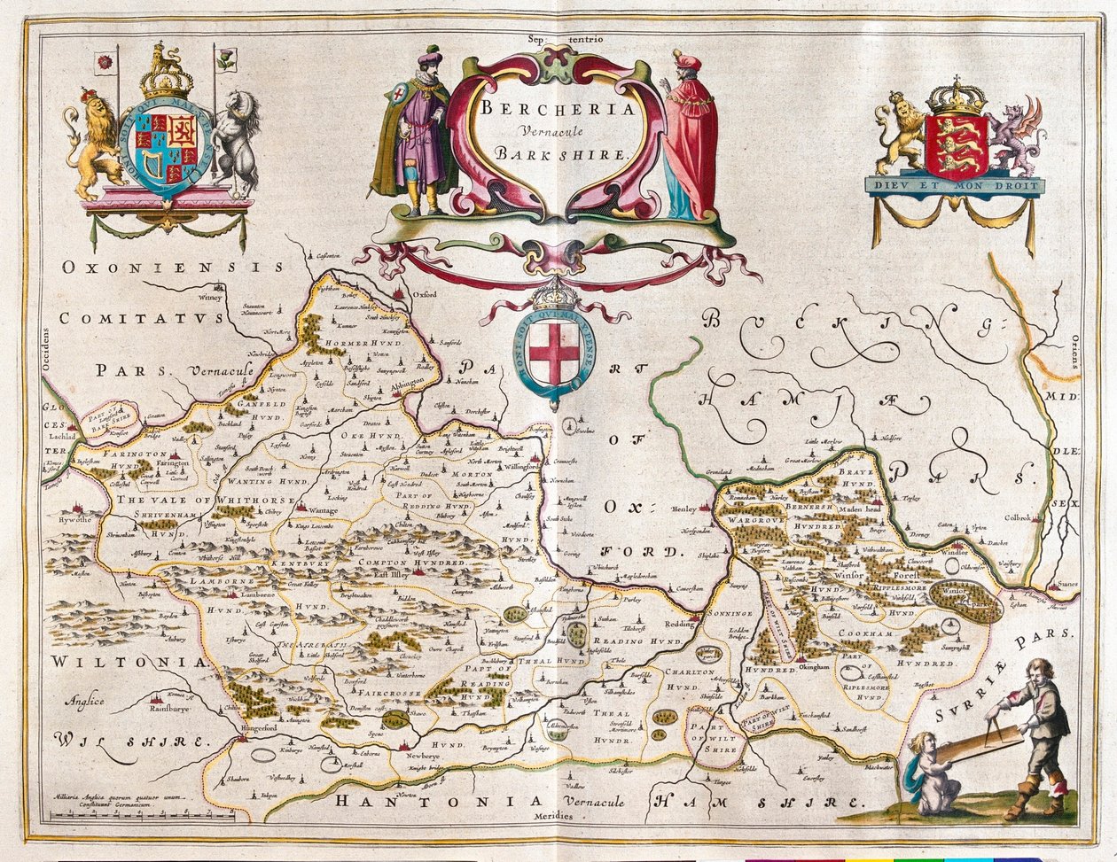 Berkshire, teoksessa "Theatrum Orbis Terrarum, sive Atlas Novus", Willem Blaeu, Amsterdam. tekijältä Willem Blaeu