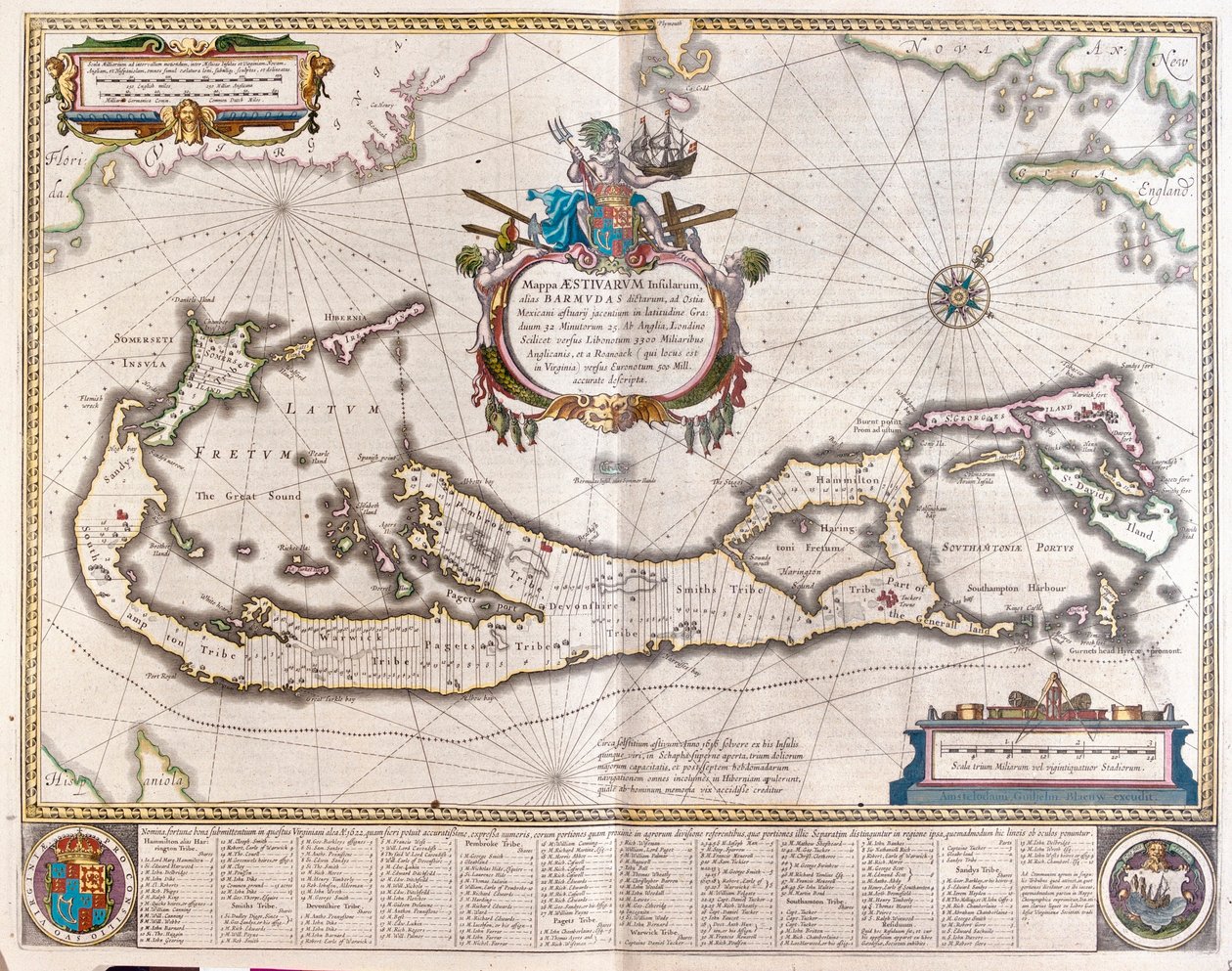 Bermuda, teoksessa "Theatrum Orbis Terrarum, sive Atlas Novus", kirjoittanut Willem Blaeu, Amsterdam. tekijältä Willem Blaeu