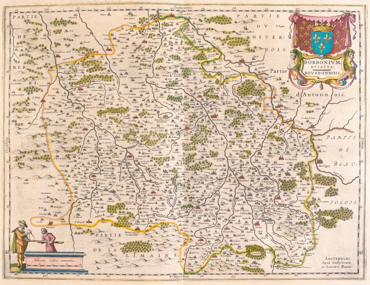 Berri, Nivernois, Borbonnois, teoksessa "Theatrum Orbis Terrarum, sive Atlas Novus", Willem Blaeu, Amsterdam. tekijältä Willem Blaeu