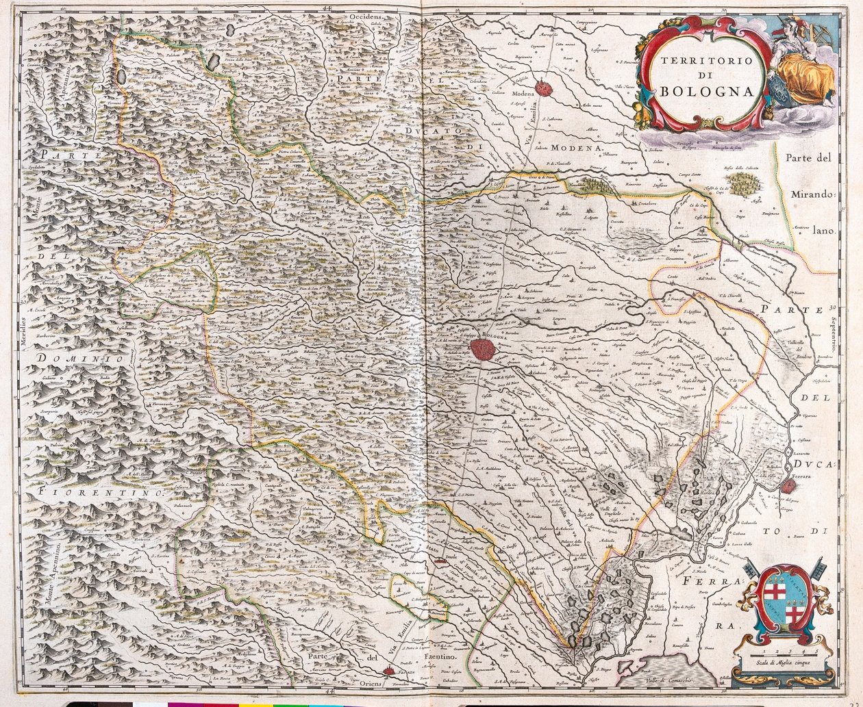 Bologna, Italia, Willem Blaeun "Theatrum Orbis Terrarum, sive Atlas Novus", Amsterdam. tekijältä Willem Blaeu