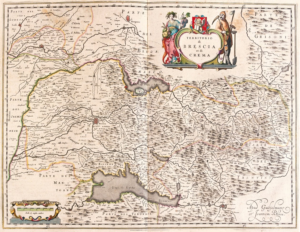 Brescia, Crema, Italia, teoksessa "Theatrum Orbis Terrarum, sive Atlas Novus", Willem Blaeu, Amsterdam. tekijältä Willem Blaeu