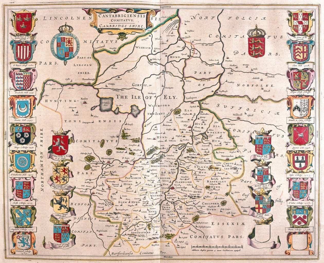 Cambridge shire, teoksessa "Theatrum Orbis Terrarum, sive Atlas Novus", Willem Blaeu, Amsterdam. tekijältä Willem Blaeu