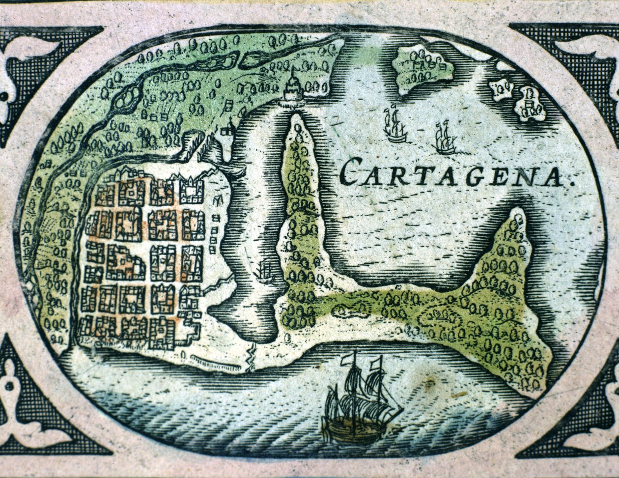 Cartagena Kolumbiassa W. Blaeun atlasista tekijältä Willem Blaeu