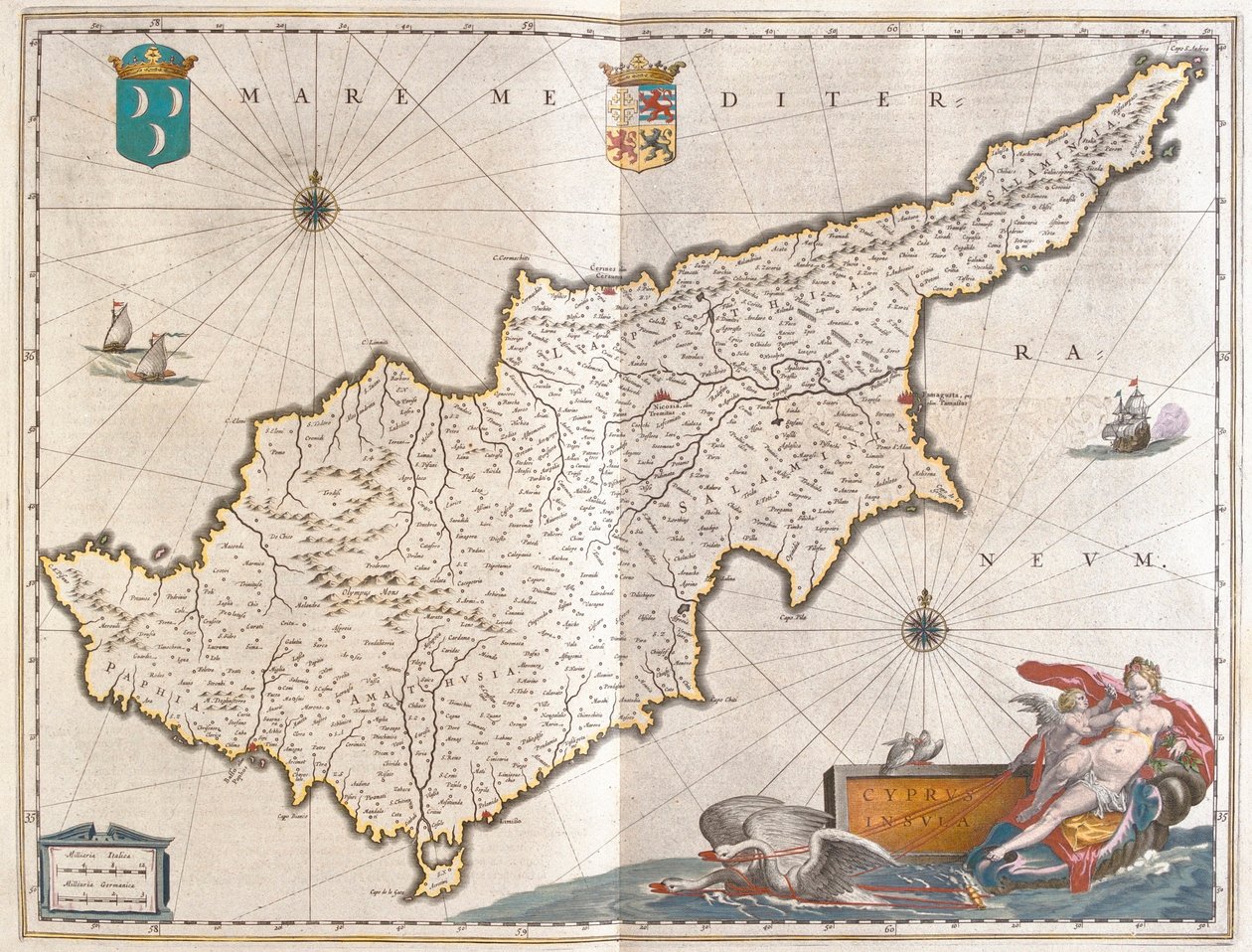 Kypros, Willem Blaeun teoksessa "Theatrum Orbis Terrarum, sive Atlas Novus", Amsterdam. tekijältä Willem Blaeu