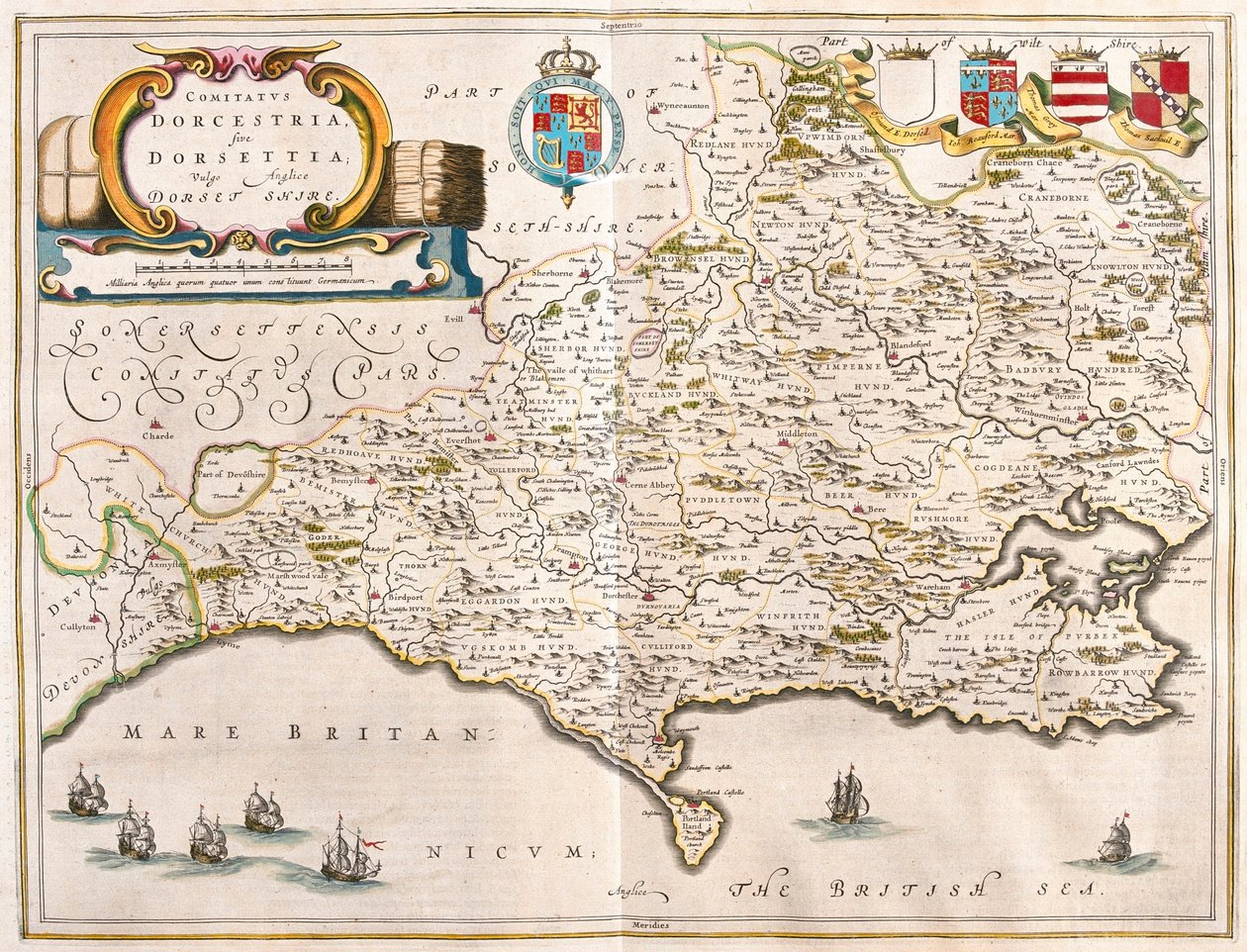 Dorchester (Dorset), julkaisussa "Theatrum Orbis Terrarum, sive Atlas Novus", Willem Blaeu, Amsterdam. tekijältä Willem Blaeu