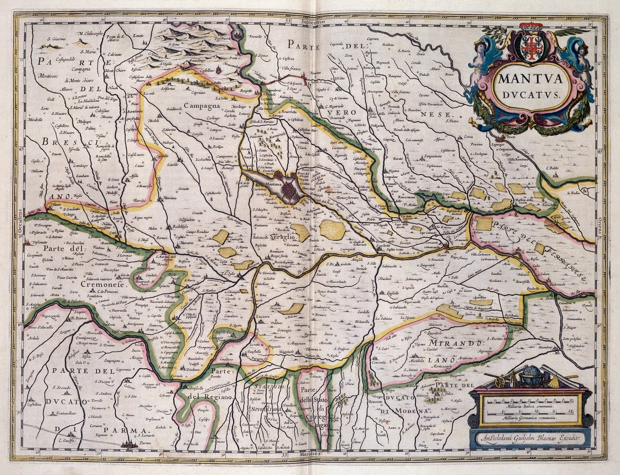 Mantovan herttuakunta, kartta Willem Blaeu (1571-1638), Italia tekijältä Willem Blaeu
