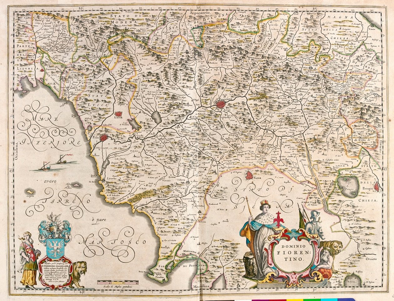 Firenze, Italia, Willem Blaeun teoksessa "Theatrum Orbis Terrarum, sive Atlas Novus", Amsterdam. tekijältä Willem Blaeu