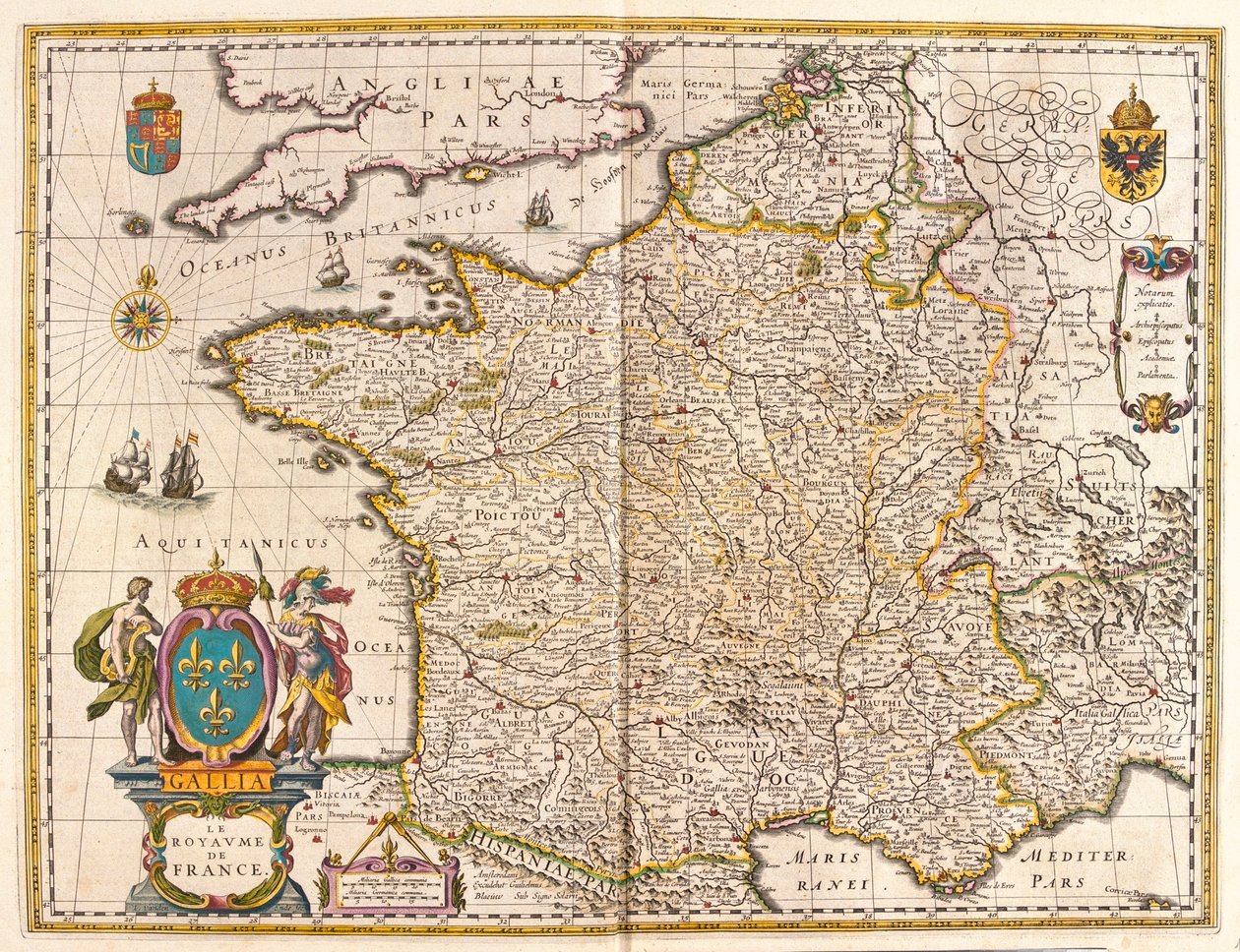 Ranska, Willem Blaeun teoksessa "Theatrum Orbis Terrarum, sive Atlas Novus", Amsterdam. tekijältä Willem Blaeu