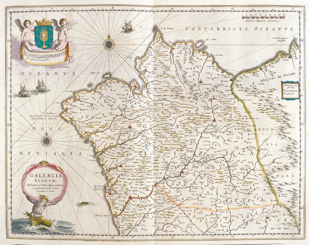 Galicia Espanja, teoksessa "Theatrum Orbis Terrarum, sive Atlas Novus", Willem Blaeu, Amsterdam. tekijältä Willem Blaeu
