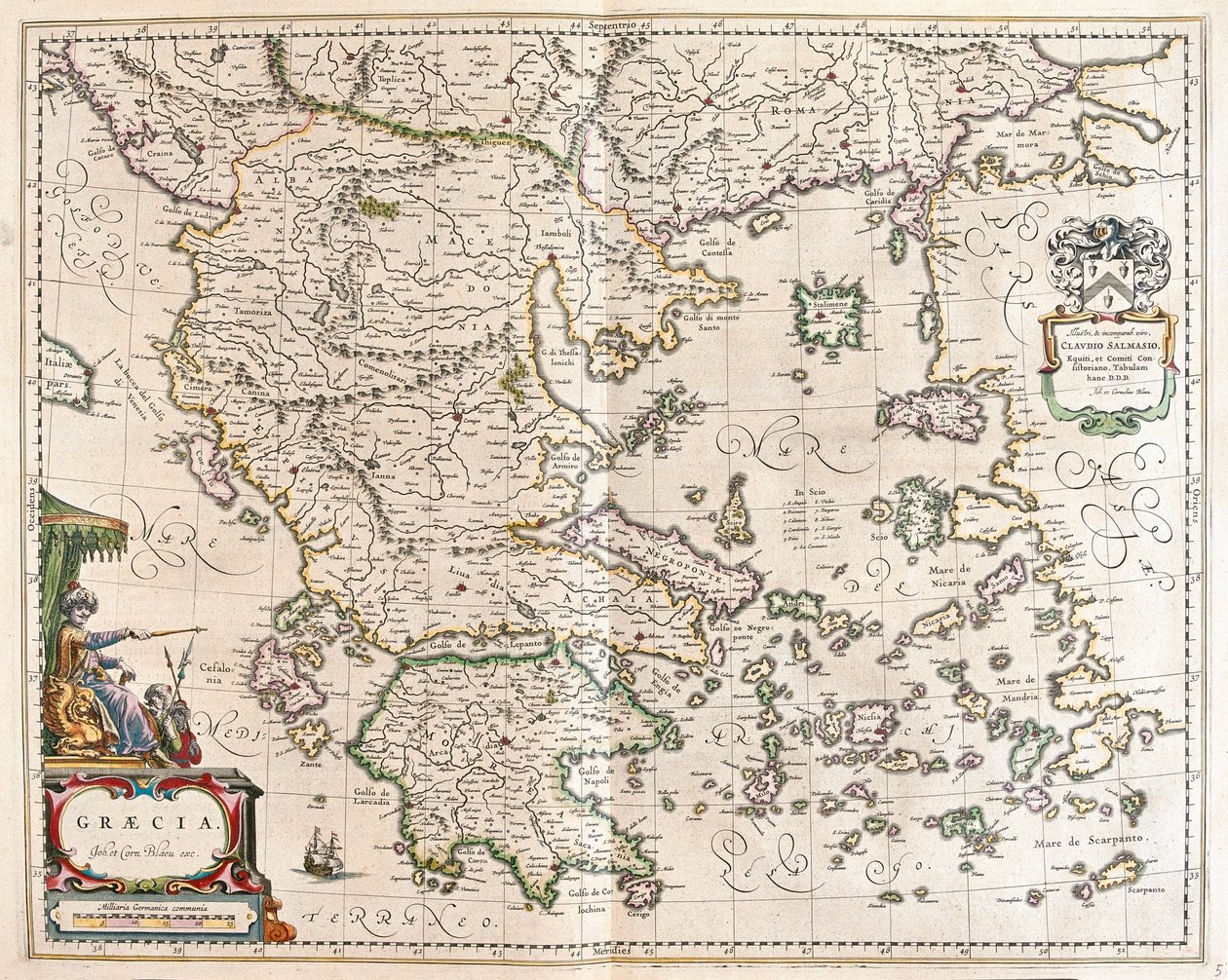 Kreikka, Willem Blaeun teoksessa "Theatrum Orbis Terrarum, sive Atlas Novus", Amsterdam. tekijältä Willem Blaeu