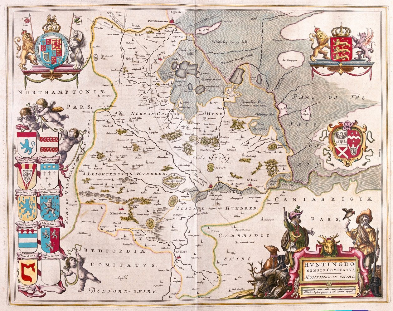 Huntington shire, teoksessa "Theatrum Orbis Terrarum, sive Atlas Novus", kirjoittanut Willem Blaeu, Amsterdam. tekijältä Willem Blaeu