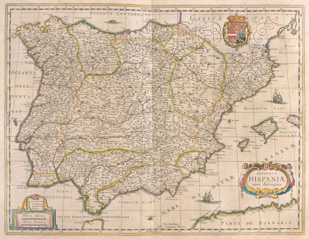 Iberian niemimaa, teoksessa "Theatrum Orbis Terrarum, sive Atlas Novus", Willem Blaeu, Amsterdam. tekijältä Willem Blaeu