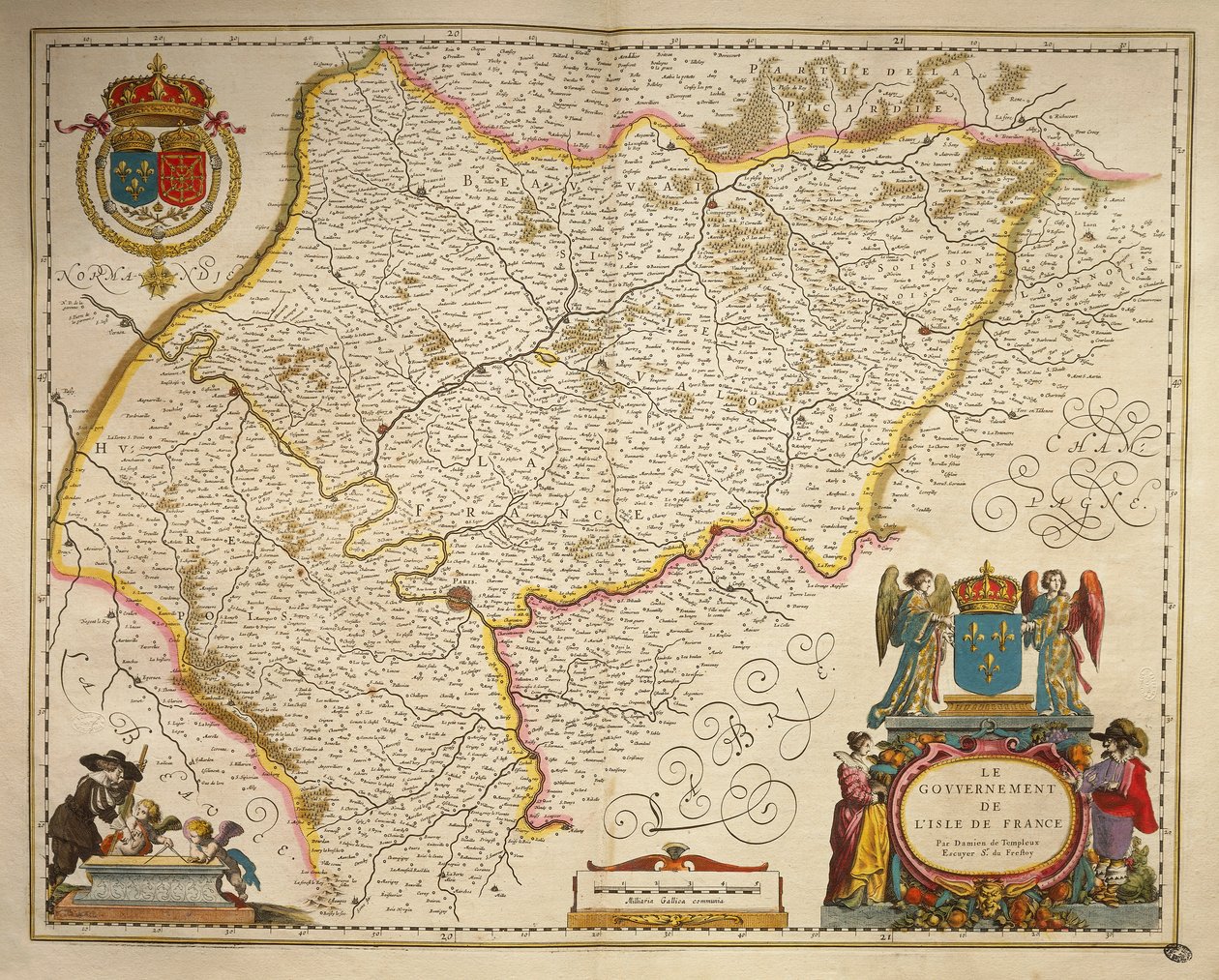 Ile-de-France, Ranskan saari Willem Bleaun Theatrum Orbis Terrarumilta, Amsterdam tekijältä Willem Blaeu