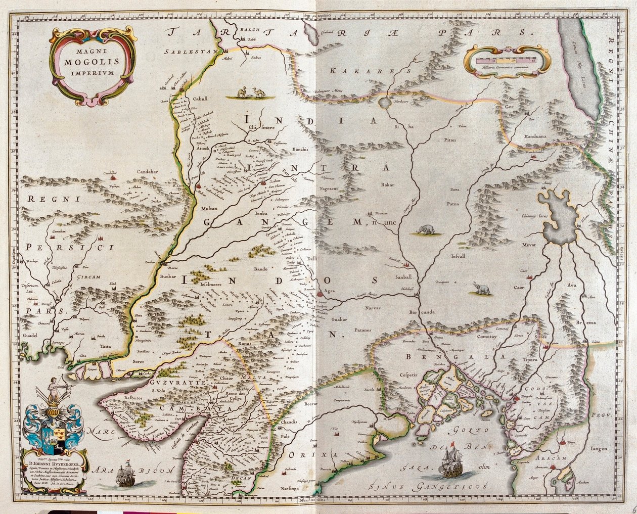 Iranista Tiibetin kautta ja Pohjois-Intiasta Burmaan, Willem Blaeun "Theatrum Orbis Terrarum, sive Atlas Novus", Amsterdam. tekijältä Willem Blaeu
