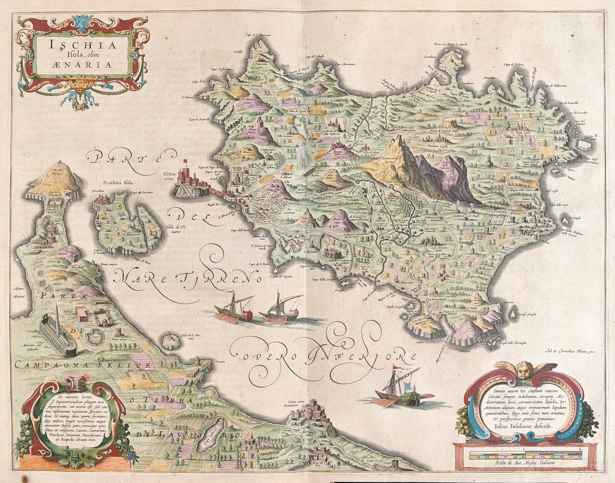 Ischian saari, Italia, Willem Blaeun teoksessa "Theatrum Orbis Terrarum, sive Atlas Novus", Amsterdam. tekijältä Willem Blaeu