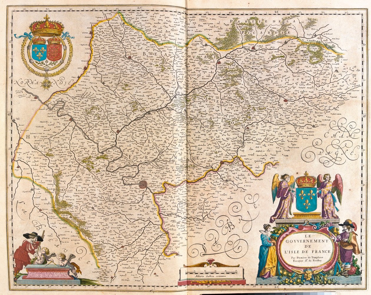 Isle de France, Willem Blaeun teoksessa "Theatrum Orbis Terrarum, sive Atlas Novus", Amsterdam. tekijältä Willem Blaeu