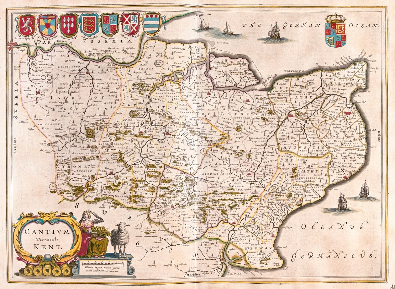 Kent, teoksessa "Theatrum Orbis Terrarum, sive Atlas Novus", Willem Blaeu, Amsterdam. tekijältä Willem Blaeu