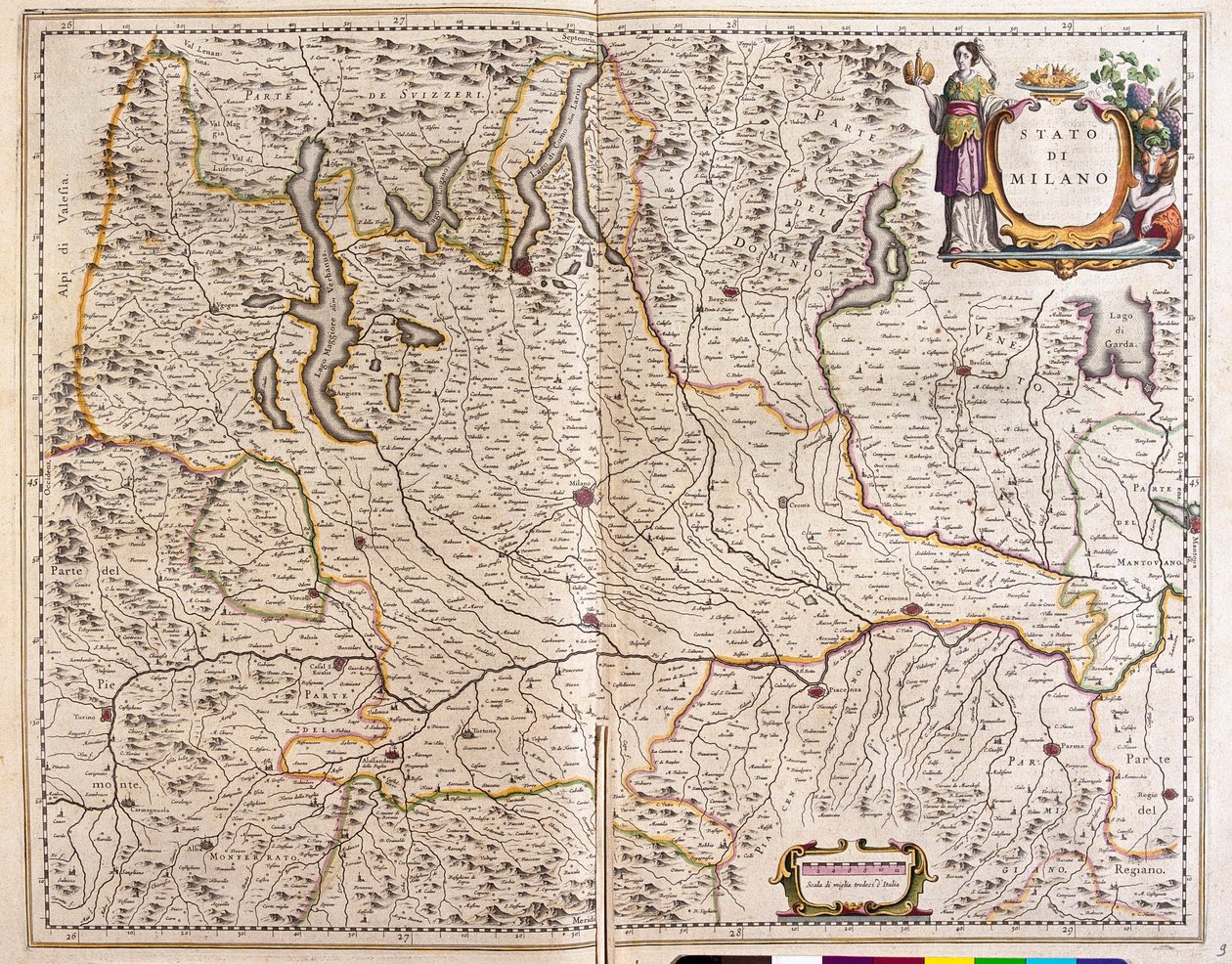 Lombardia, Italia, Willem Blaeun teoksessa "Theatrum Orbis Terrarum, sive Atlas Novus", Amsterdam. tekijältä Willem Blaeu