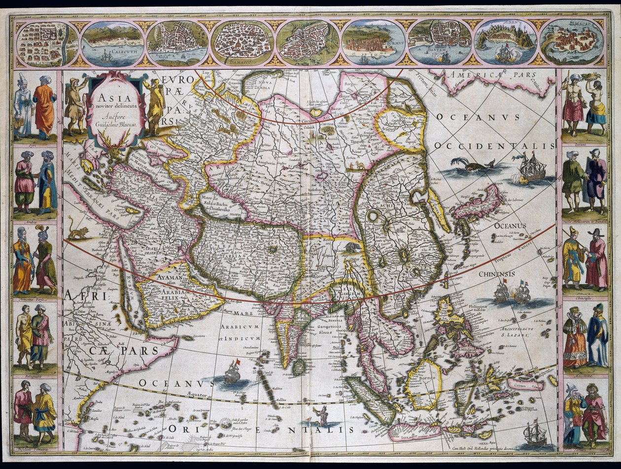 Aasian kartta. Willem Janszoon Blaeun atlaslautanen tekijältä Willem Blaeu