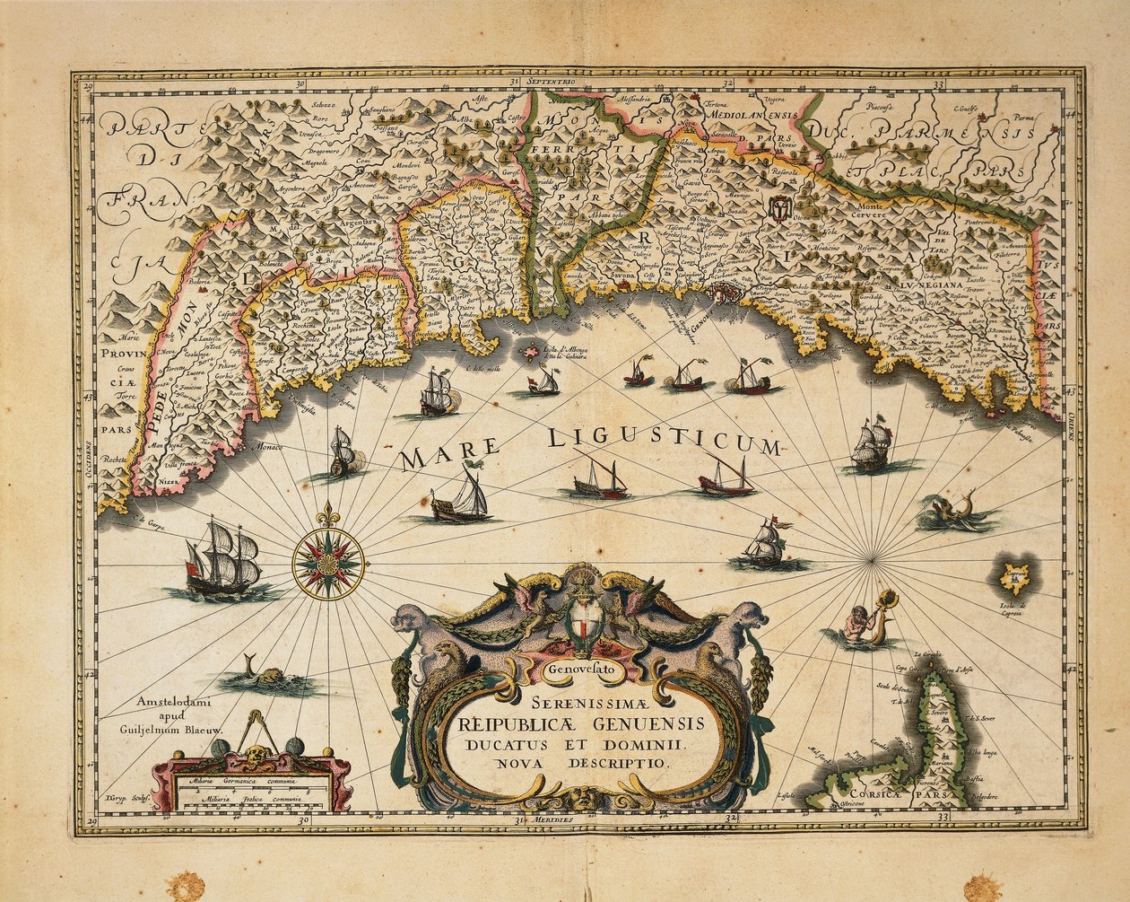 Monferraton herttuakunnan kartta, Willem Blaeun kaiverrus Italian alueilta tekijältä Willem Blaeu