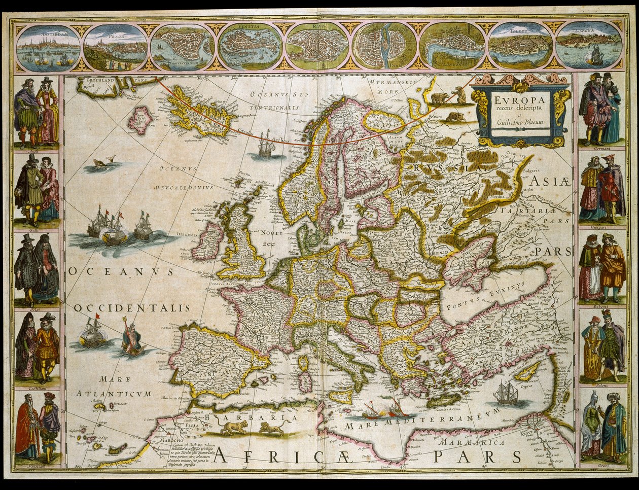 Euroopan kartta. (kaiverrus tekijältä Willem Blaeu