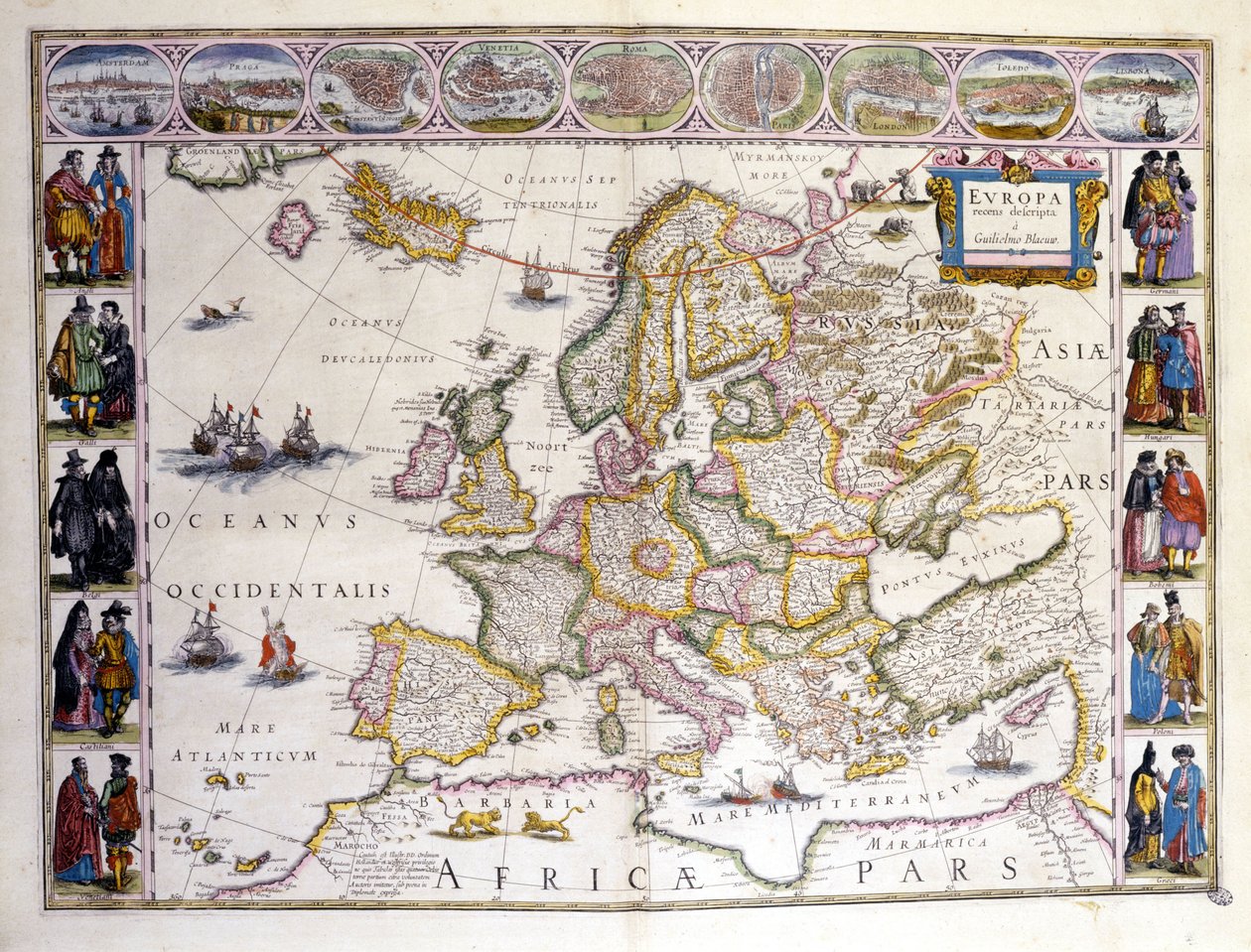 Euroopan kartta. William Blaeun (1571-1638) atlas. Amsterdam 1635. tekijältä Willem Blaeu