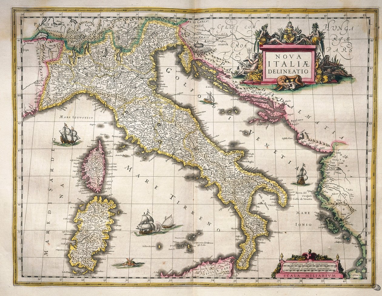 Italian kartta, Theatrum Orbis Terrarum, Willem Blaeu, Amsterdam tekijältä Willem Blaeu