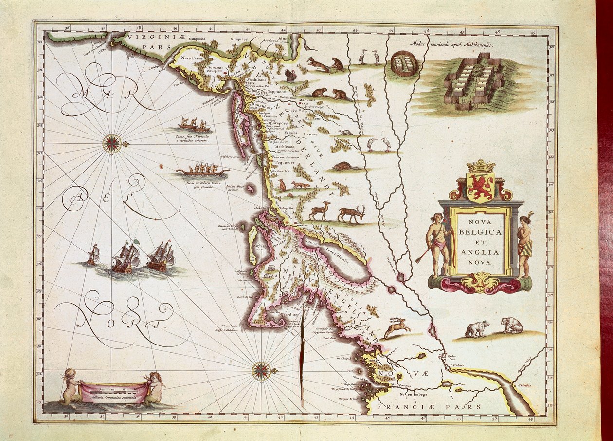 Willem Janszoon Blaeun Nova Belgican tai Uuden Belgian ja Anglia Novan tai Uuden Englannin kartta tekijältä Willem Blaeu