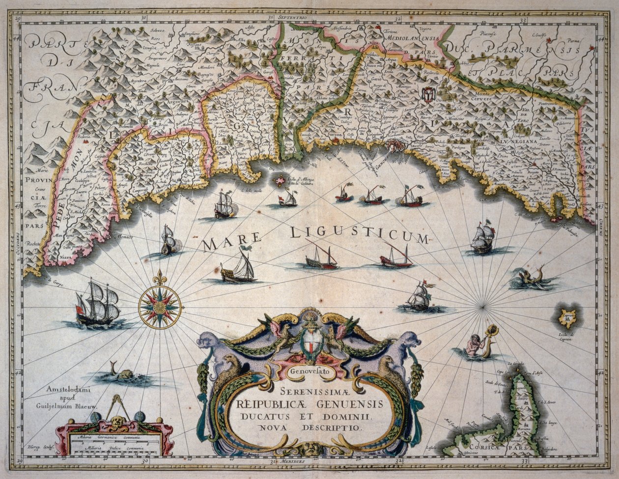 Genovan tasavallan kartta, Italia tekijältä Willem Blaeu