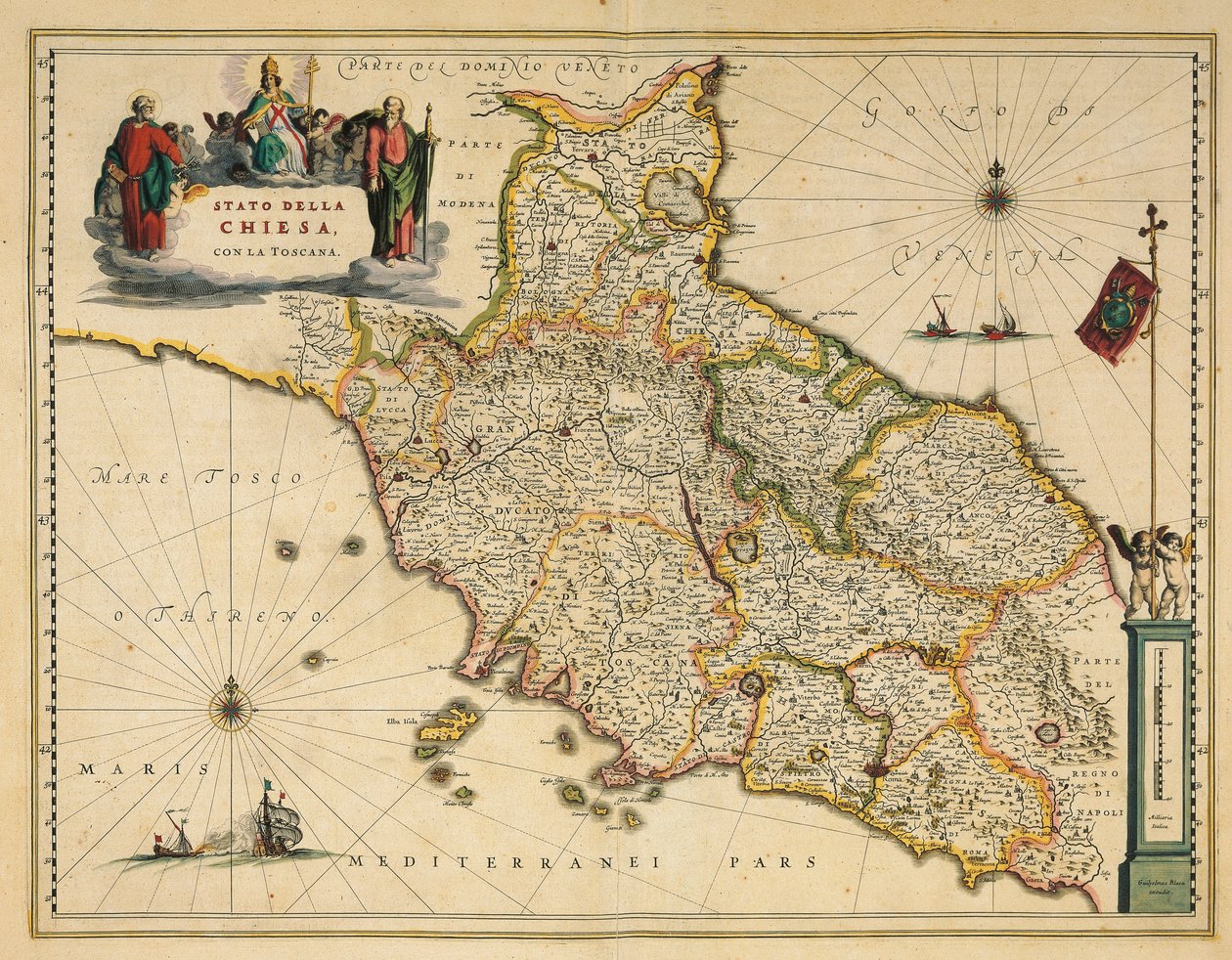 Toscanan alueen kartta, Willem Janszoon Blaeun Atlasista tekijältä Willem Blaeu