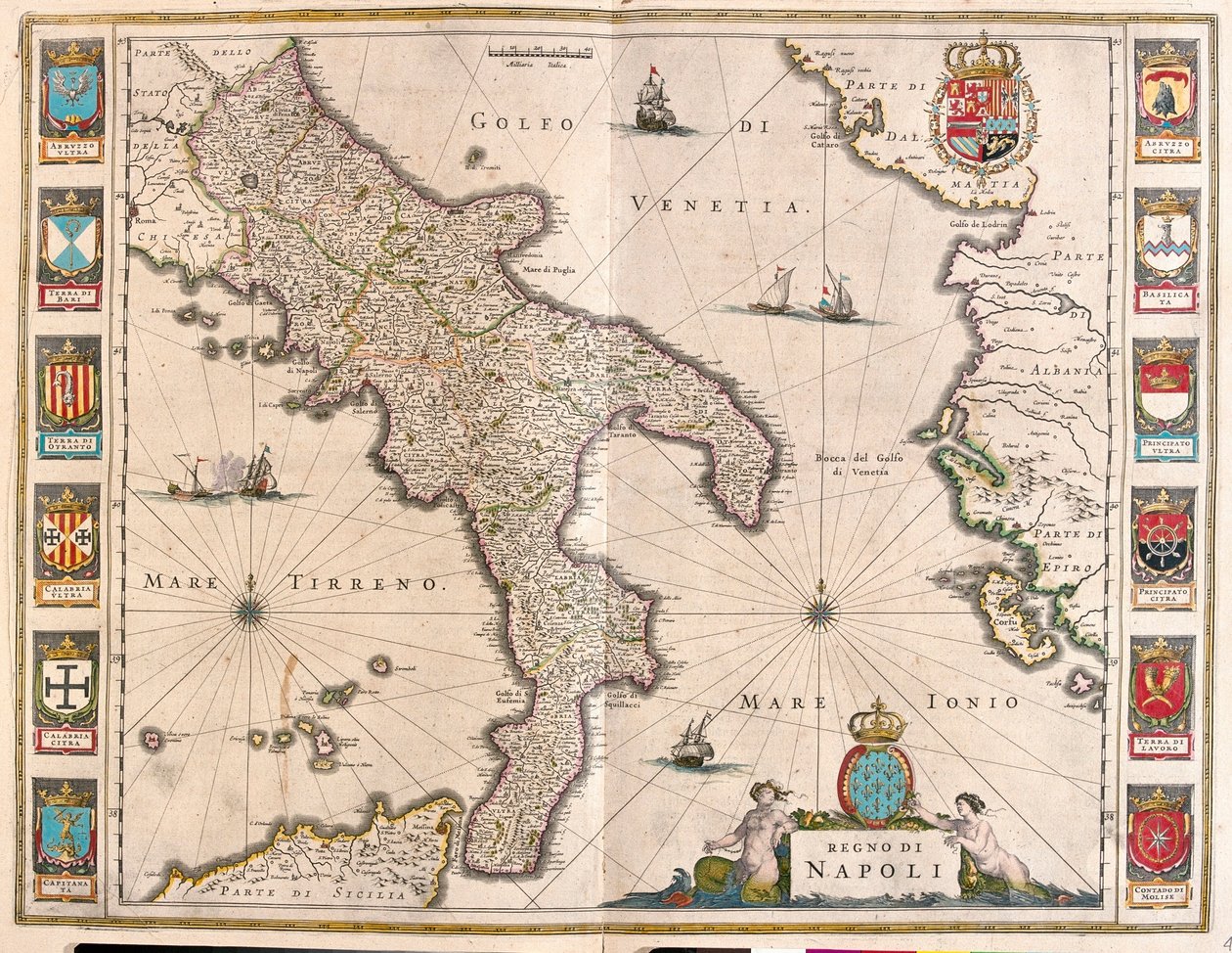 Napoli, Italia, Willem Blaeun teoksessa "Theatrum Orbis Terrarum, sive Atlas Novus", Amsterdam. tekijältä Willem Blaeu